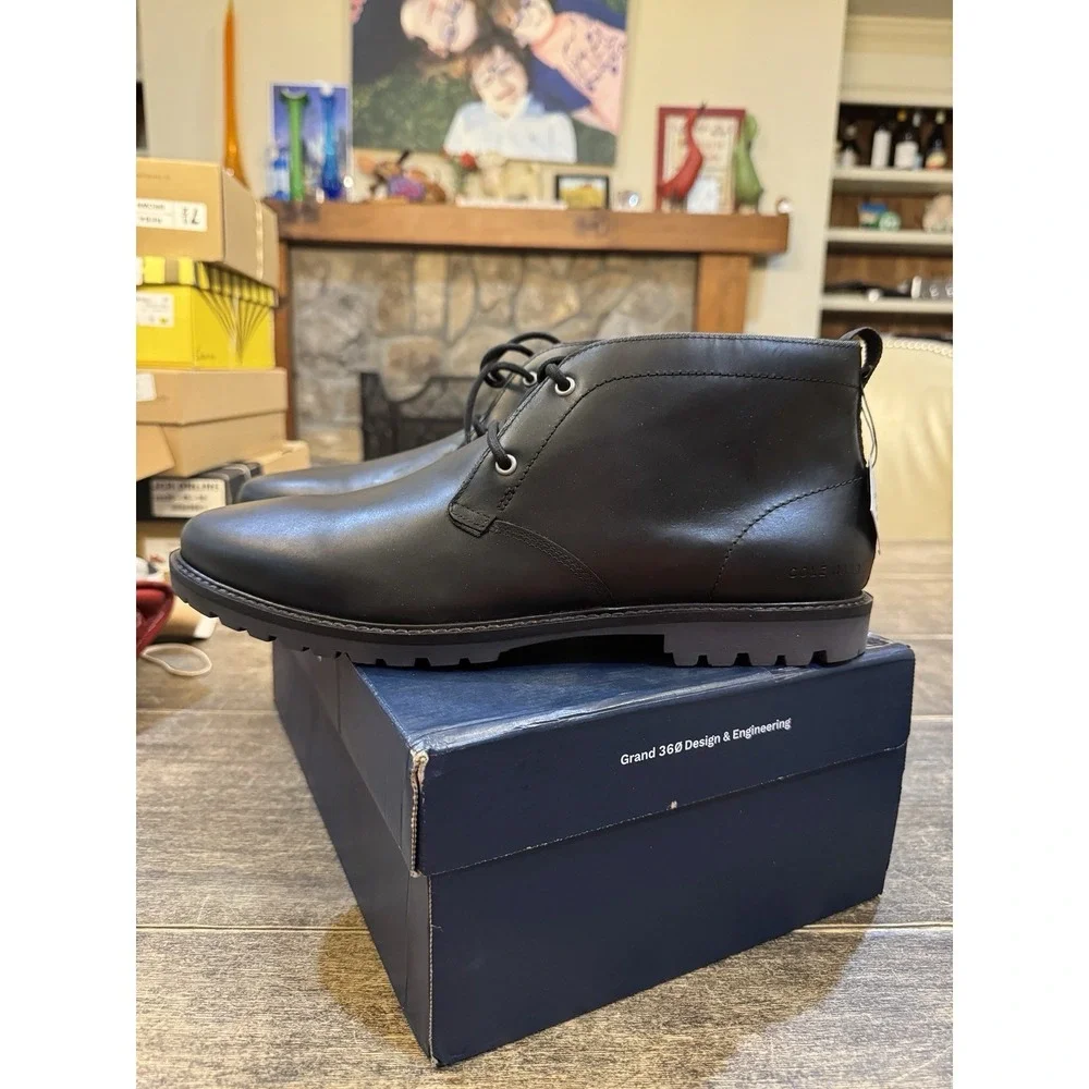 Cole Haan Men's Midland Lug Chukka Boot Black Gray Size 12 Leather